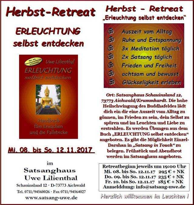 Herbst - Retreat: „Erleuchtung selbst entdecken“ - „Lass dein Licht leuchten“ - 1970-01-01