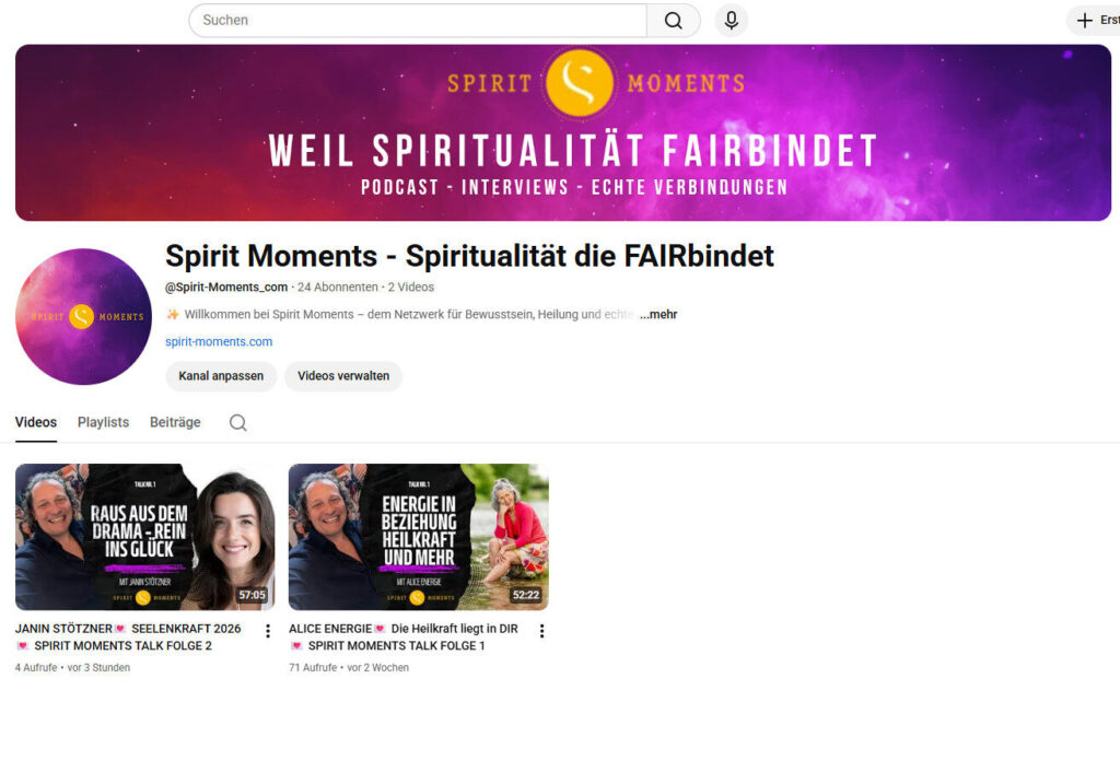 Neuer Youtube-Kanal mit tollen Interviews mit Partnern von Spirit-Moments 3 Neuer Youtube-Kanal mit tollen Interviews mit Partnern von Spirit-Moments